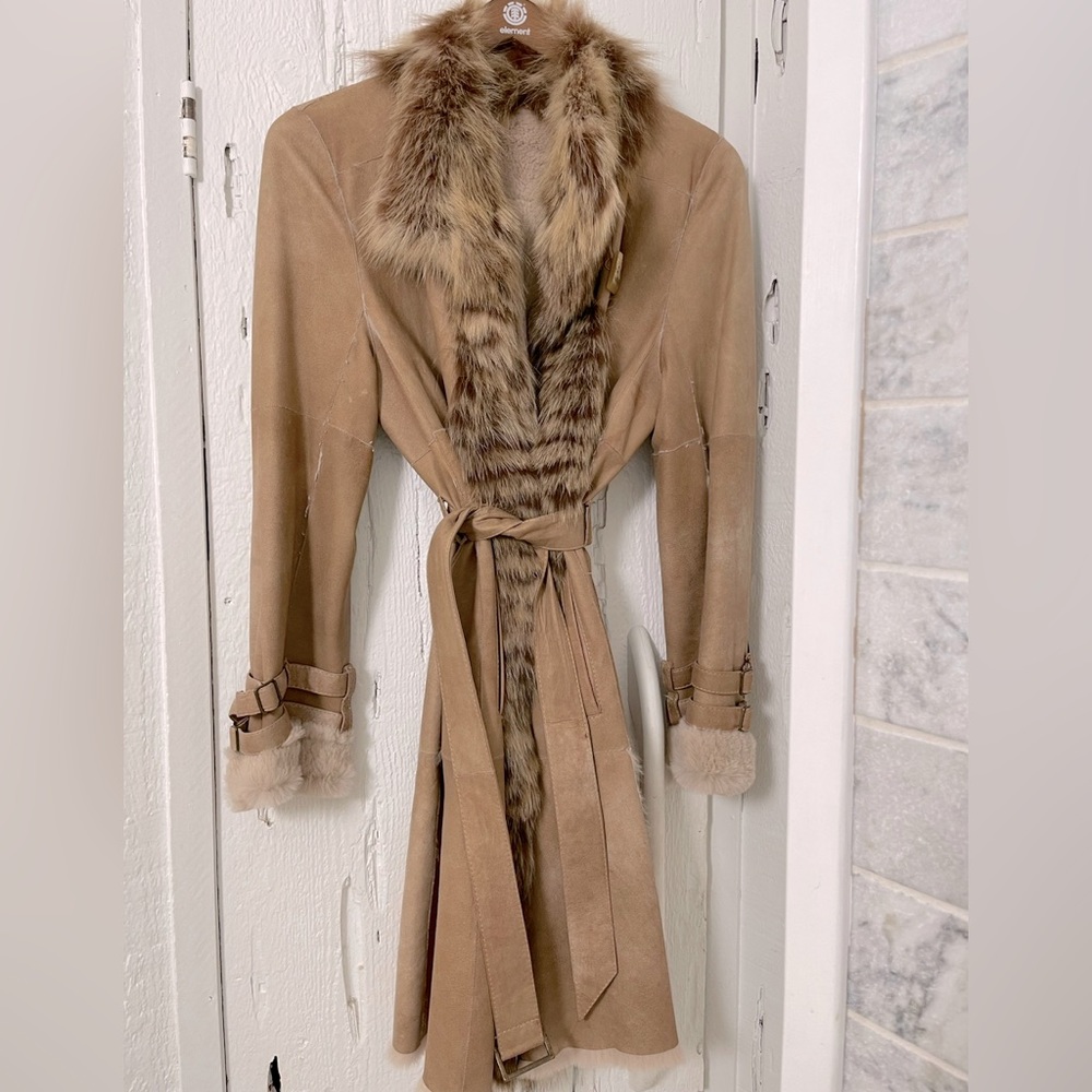 S New Spanish brand fur coat. Fox and rabbit. Perfect for cold weather.